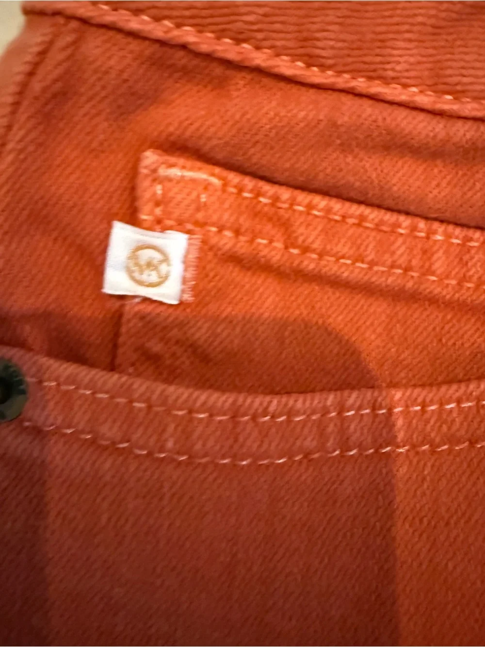 Women's Orange Frayed Hem Denim Shorts